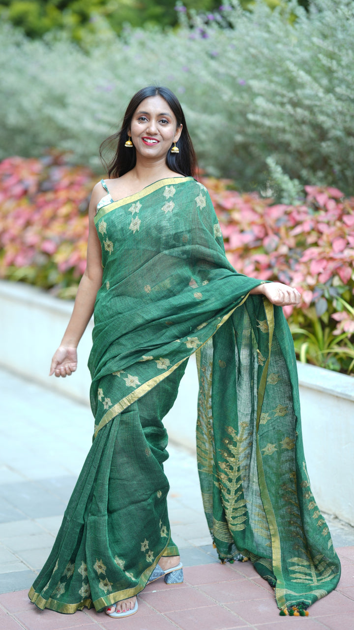 Bonolota Jamdani Linen (Saree)