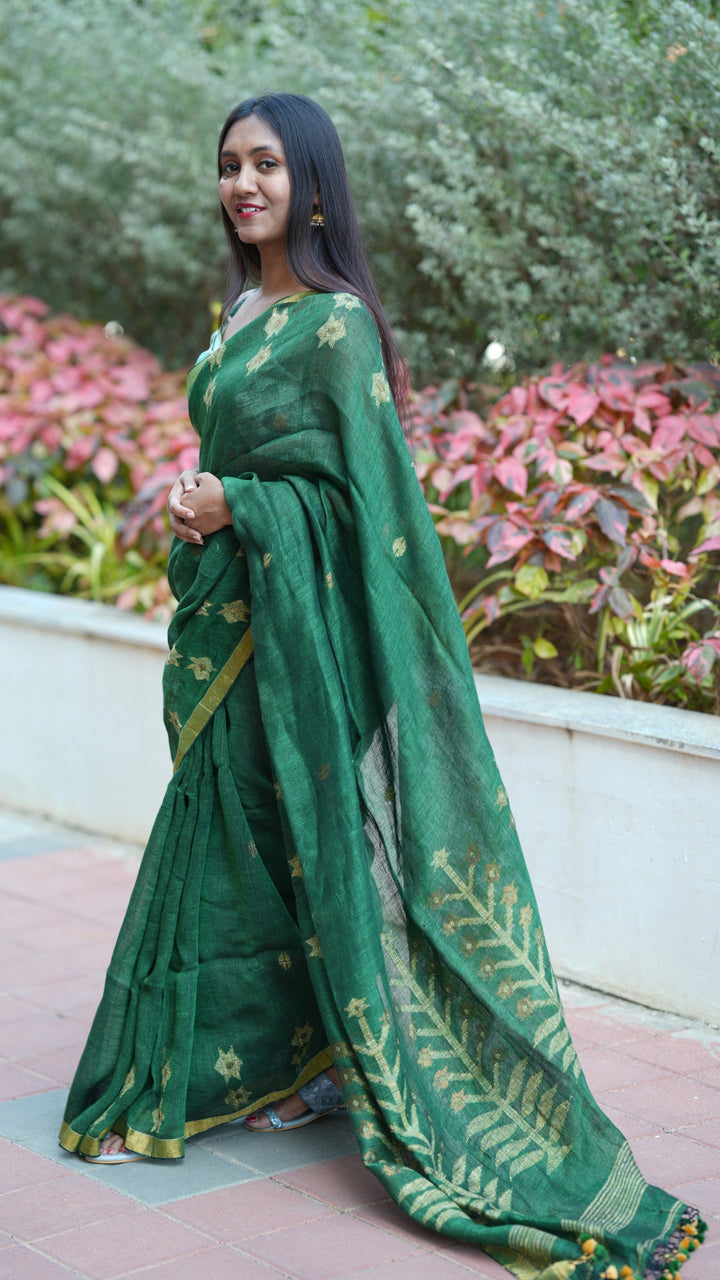 Bonolota Jamdani Linen (Saree)