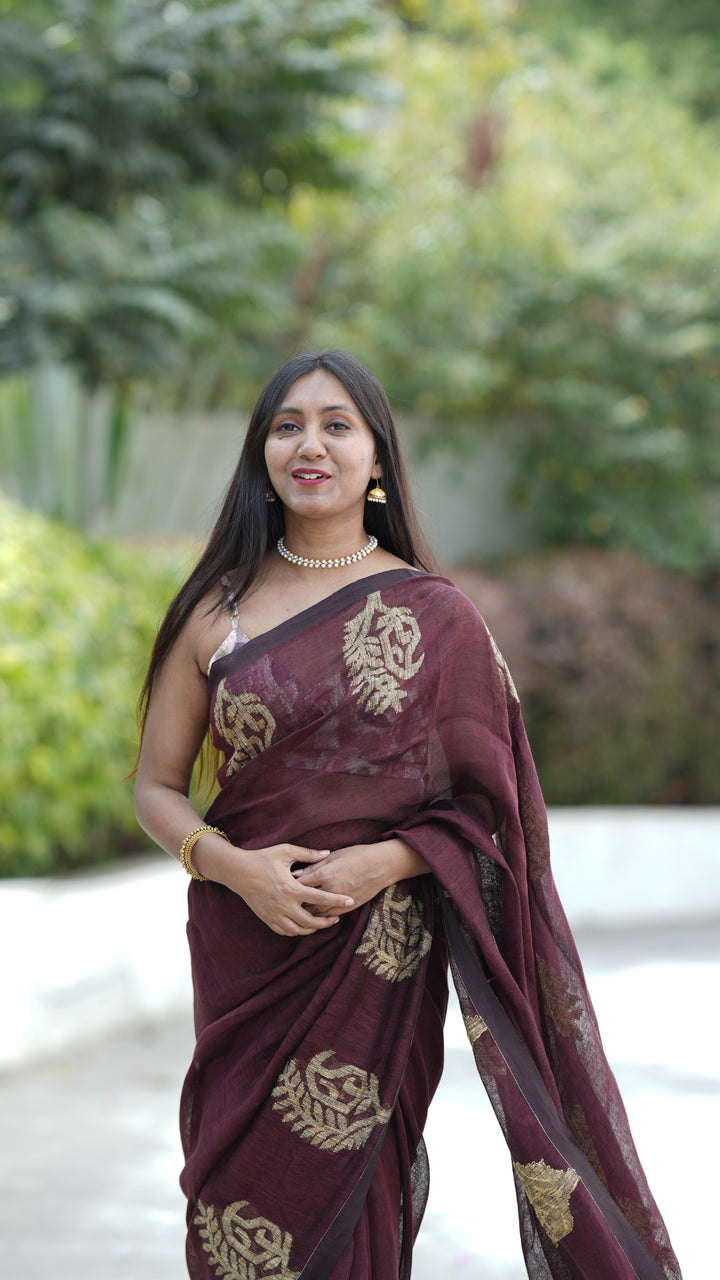 Chandra Raag Jamdani Linen (Saree)