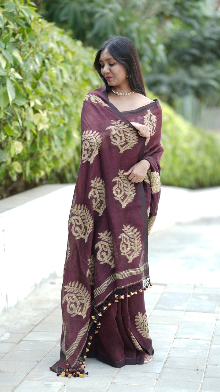 Chandra Raag Jamdani Linen (Saree)