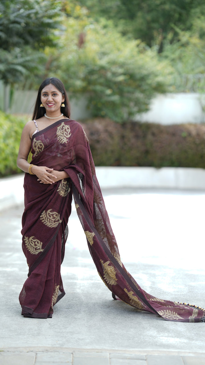 Chandra Raag Jamdani Linen (Saree)