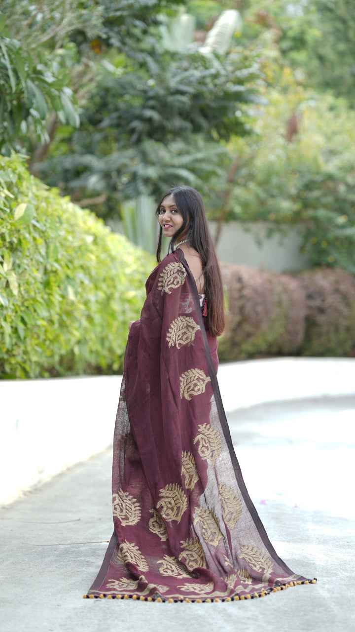 Chandra Raag Jamdani Linen (Saree)