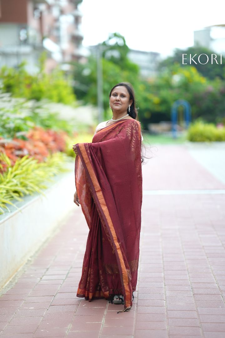 Shiny Maroon (Saree)