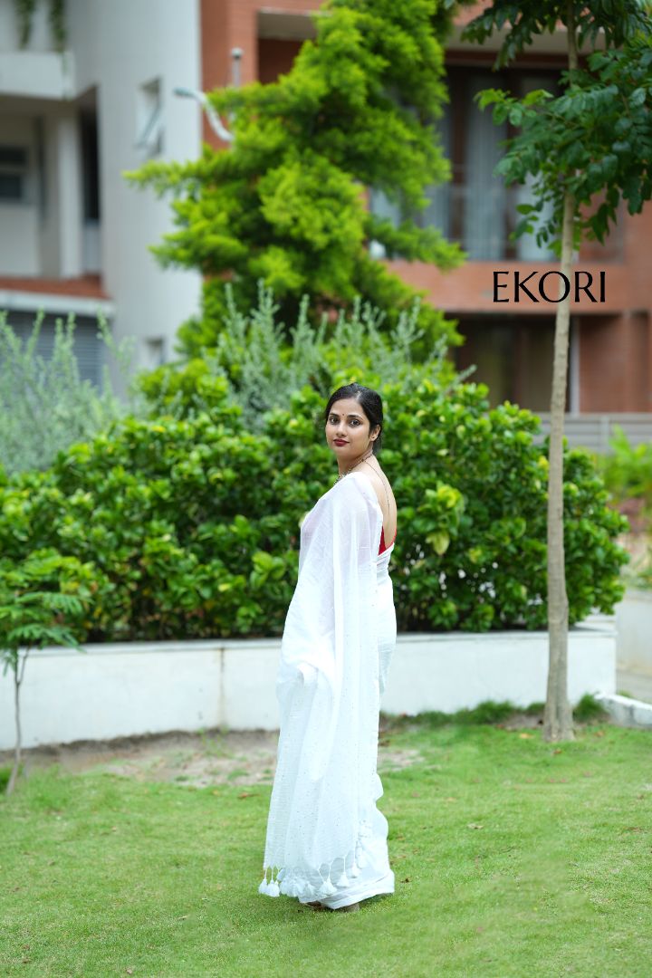 Shimmering Snow (Saree)