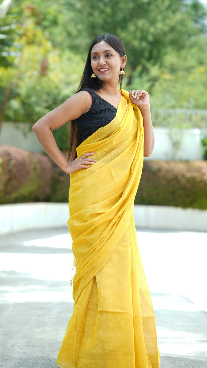 Haldi Chhaya Tissue Linen (Saree)