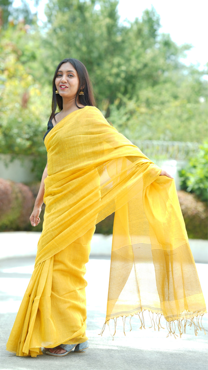 Haldi Chhaya Tissue Linen (Saree)