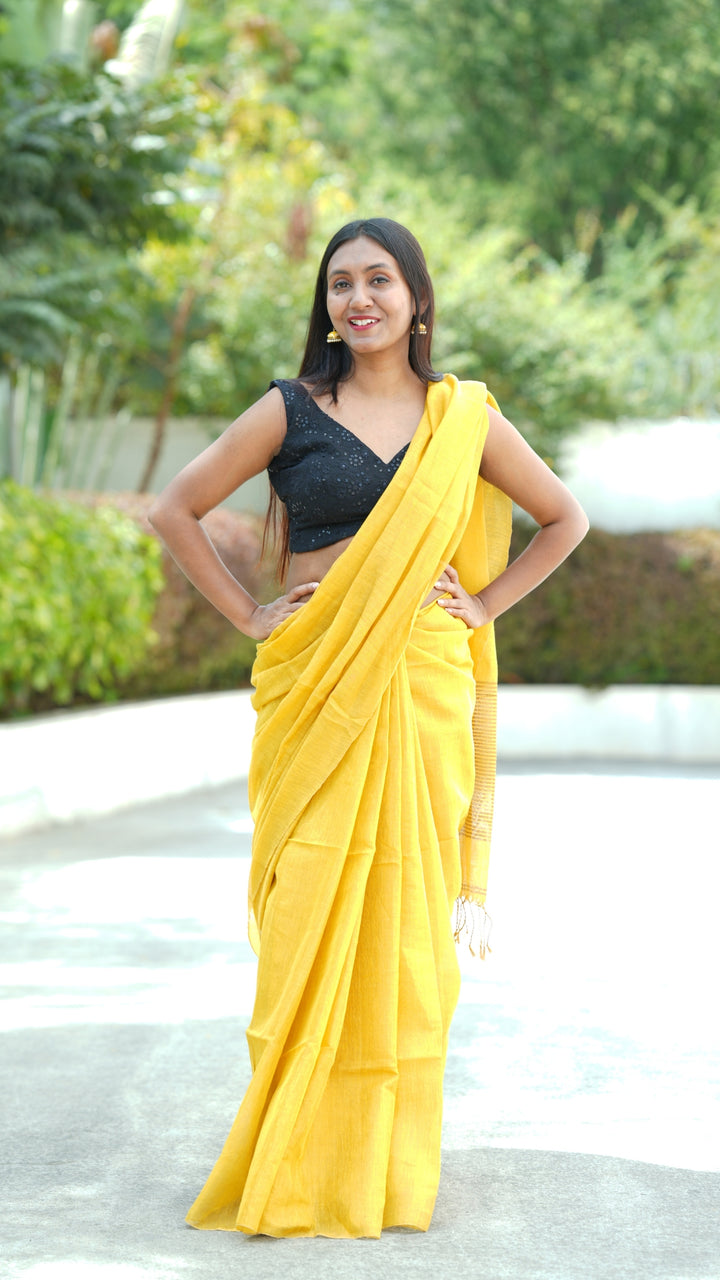 Haldi Chhaya Tissue Linen (Saree)