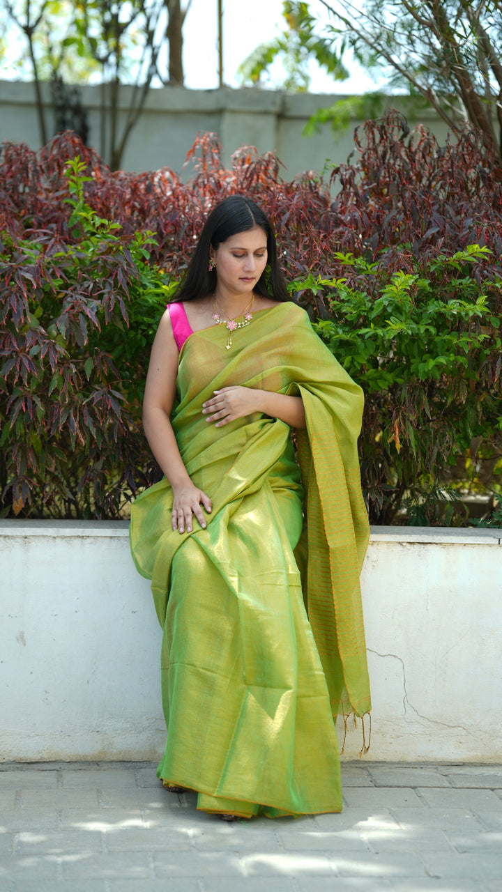 Hara Gulal Tissue Linen (Saree)