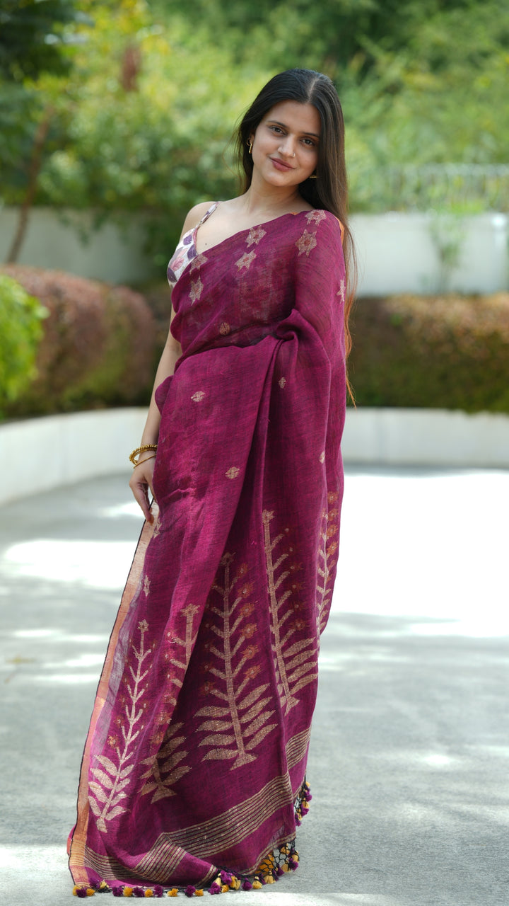 Jamranga Jamdani Linen (Saree)