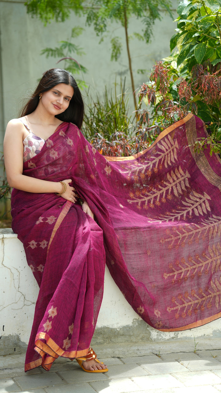Jamranga Jamdani Linen (Saree)