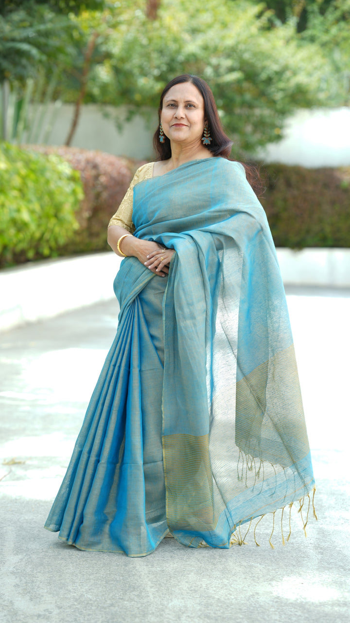 Neel Aakash Tissue Linen (Saree)