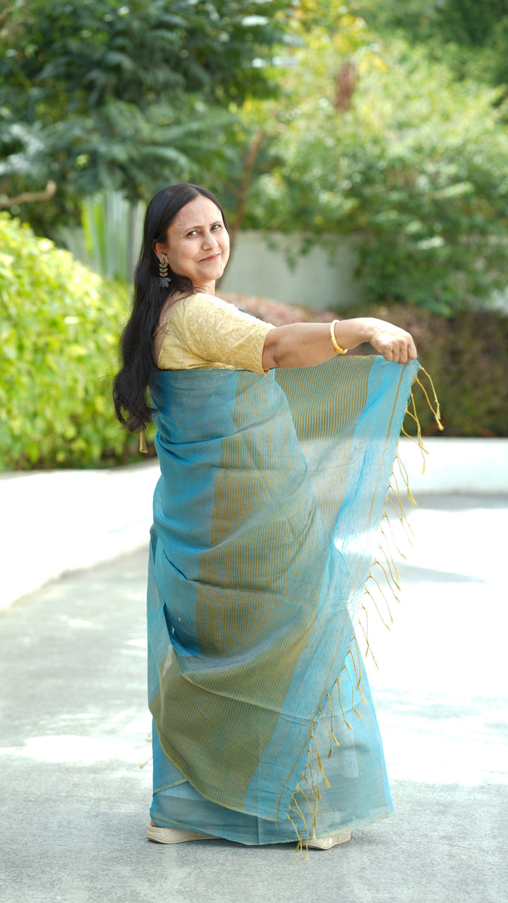Neel Aakash Tissue Linen (Saree)