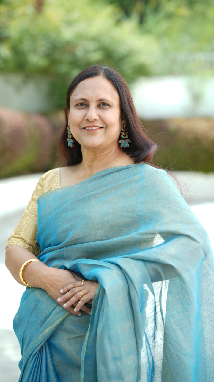 Neel Aakash Tissue Linen (Saree)