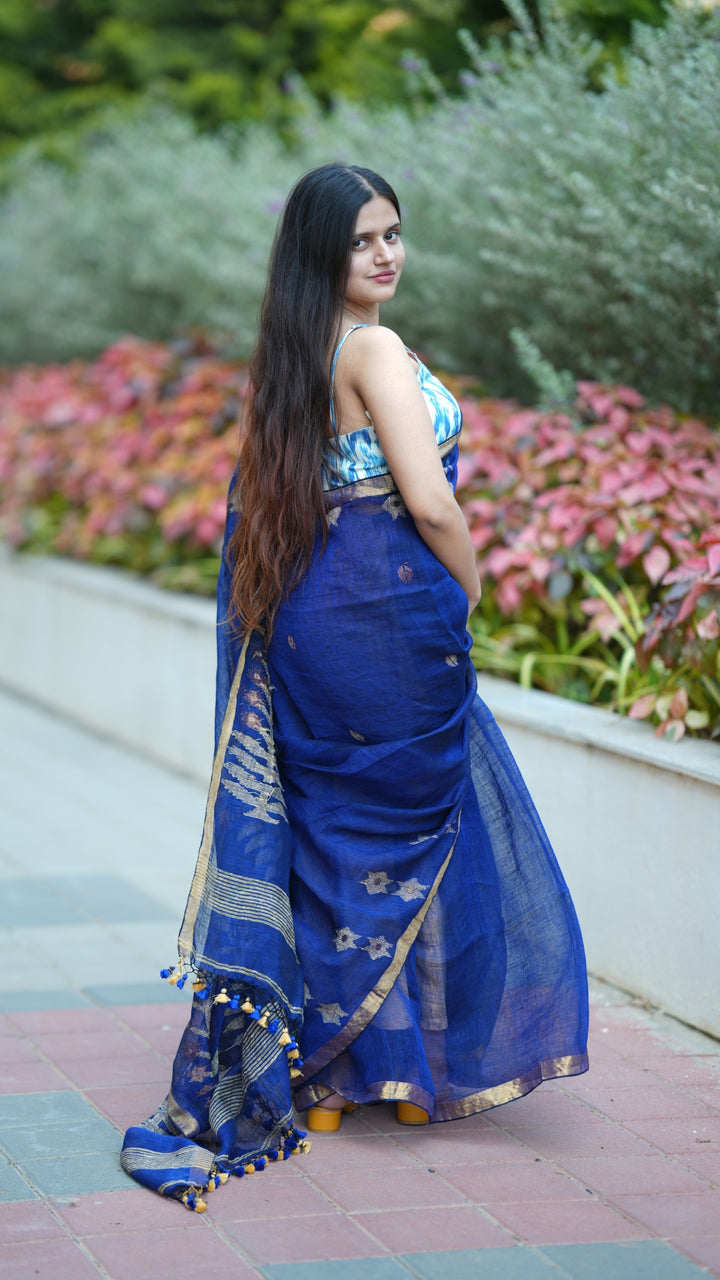 Neel Brishti Jamdani Linen (Saree)