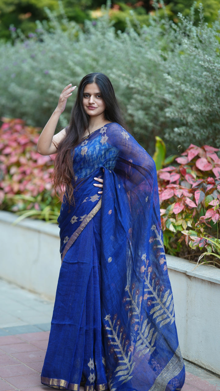Neel Brishti Jamdani Linen (Saree)