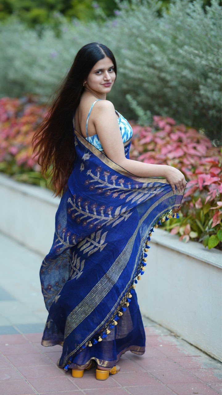 Neel Brishti Jamdani Linen (Saree)