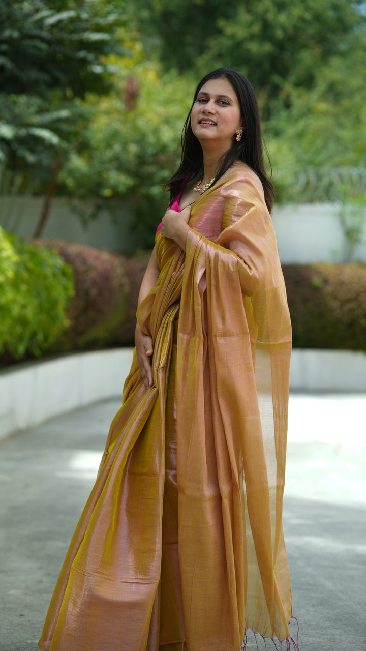 Panna Gulabi Tissue (Saree)