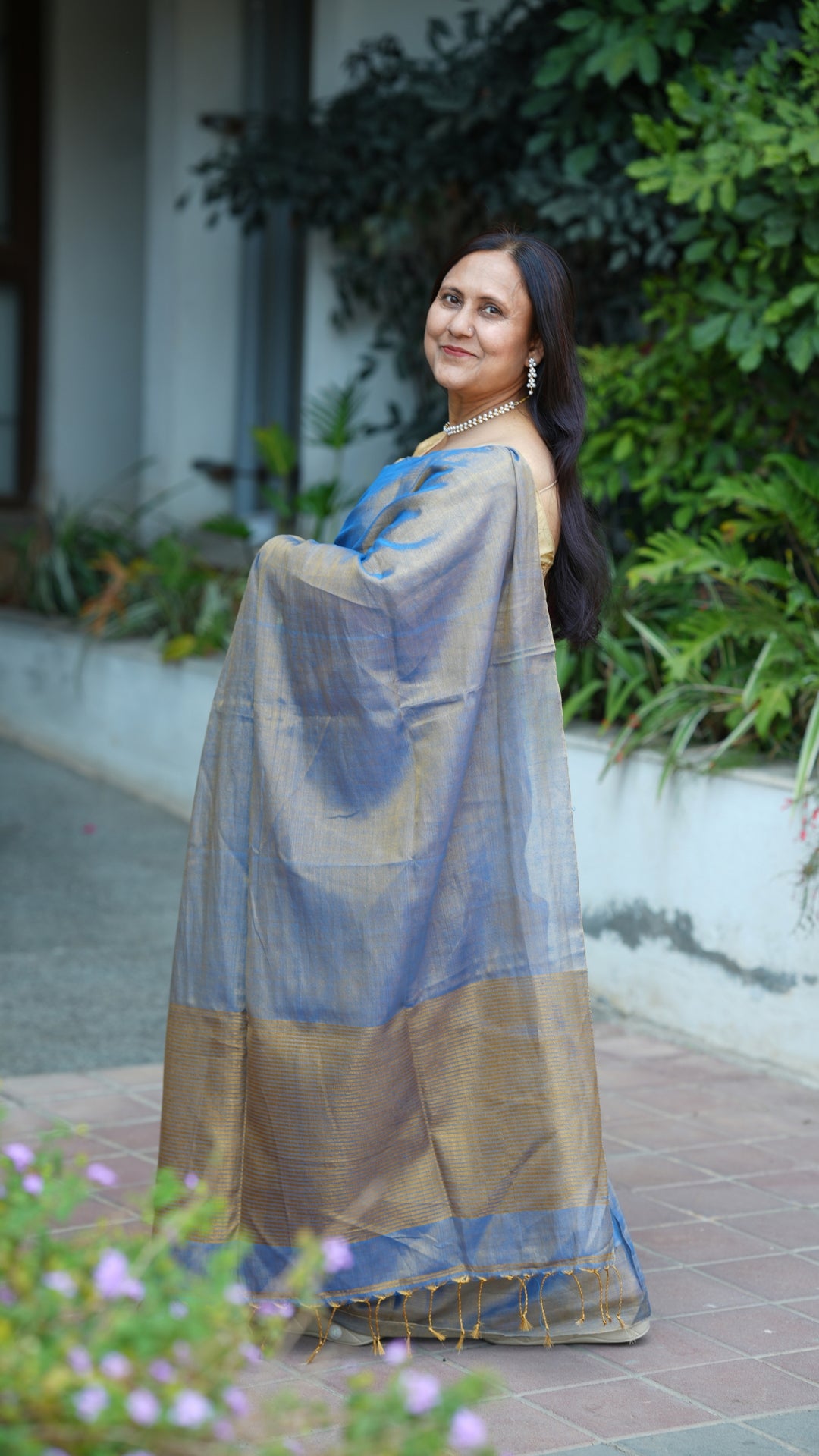 Rajwada Neel Tissue Linen (Saree)