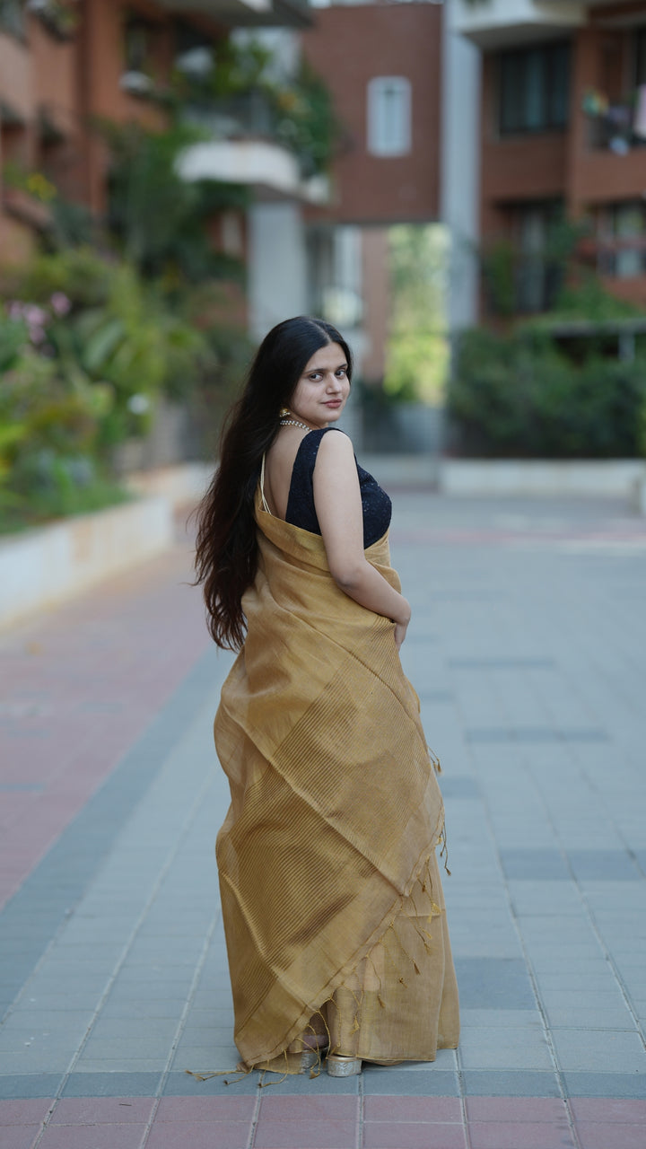 Sona Kesar Tissue Linen (Saree)