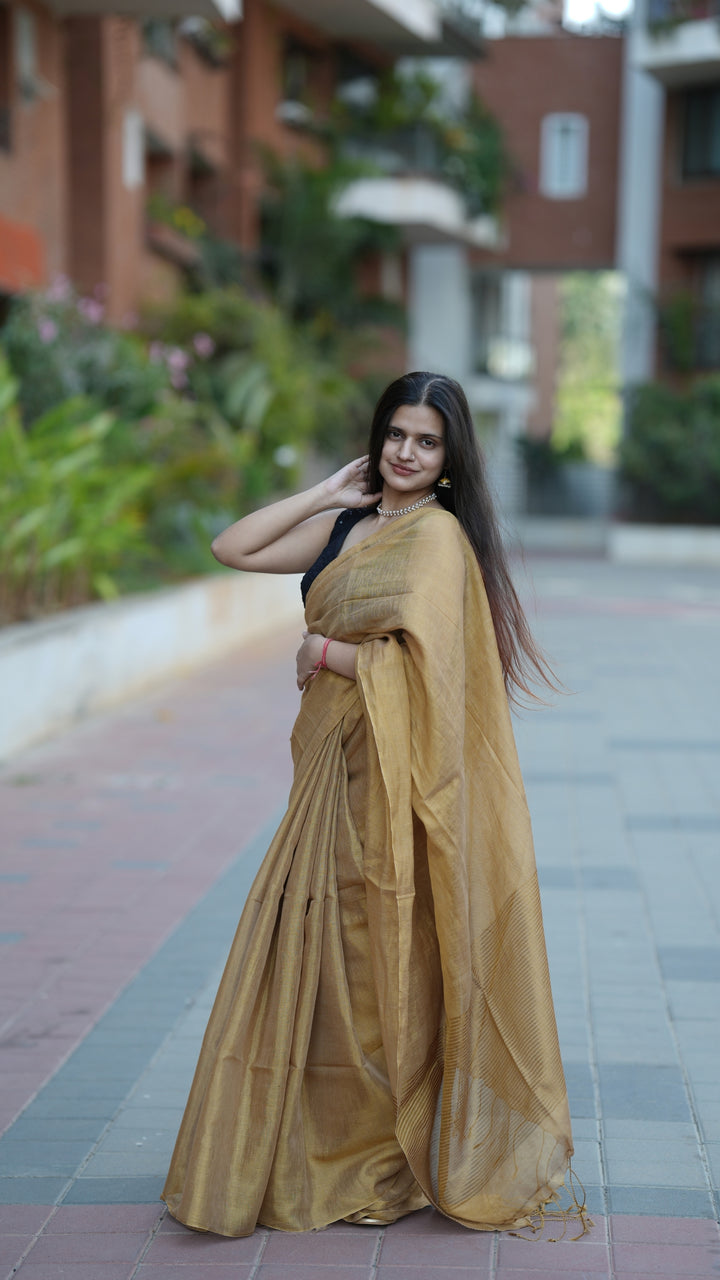 Sona Kesar Tissue Linen (Saree)