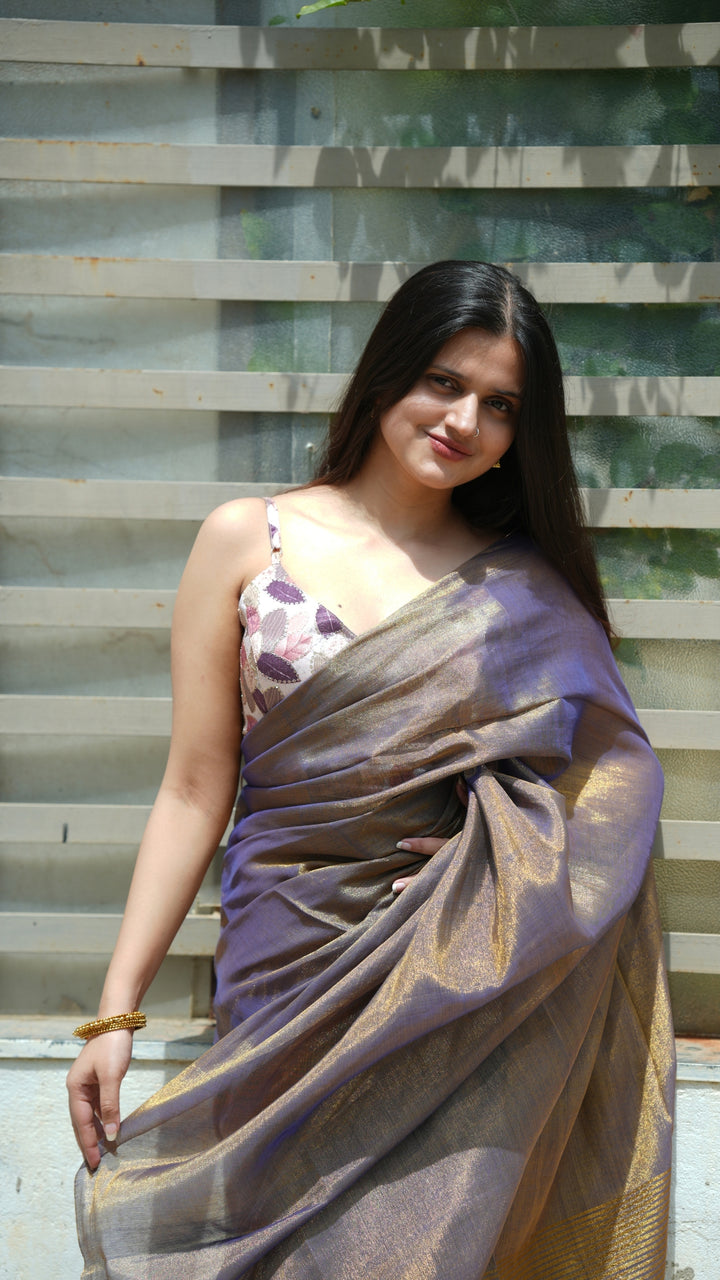 Sunehra Jamun Tissue Linen (Saree)