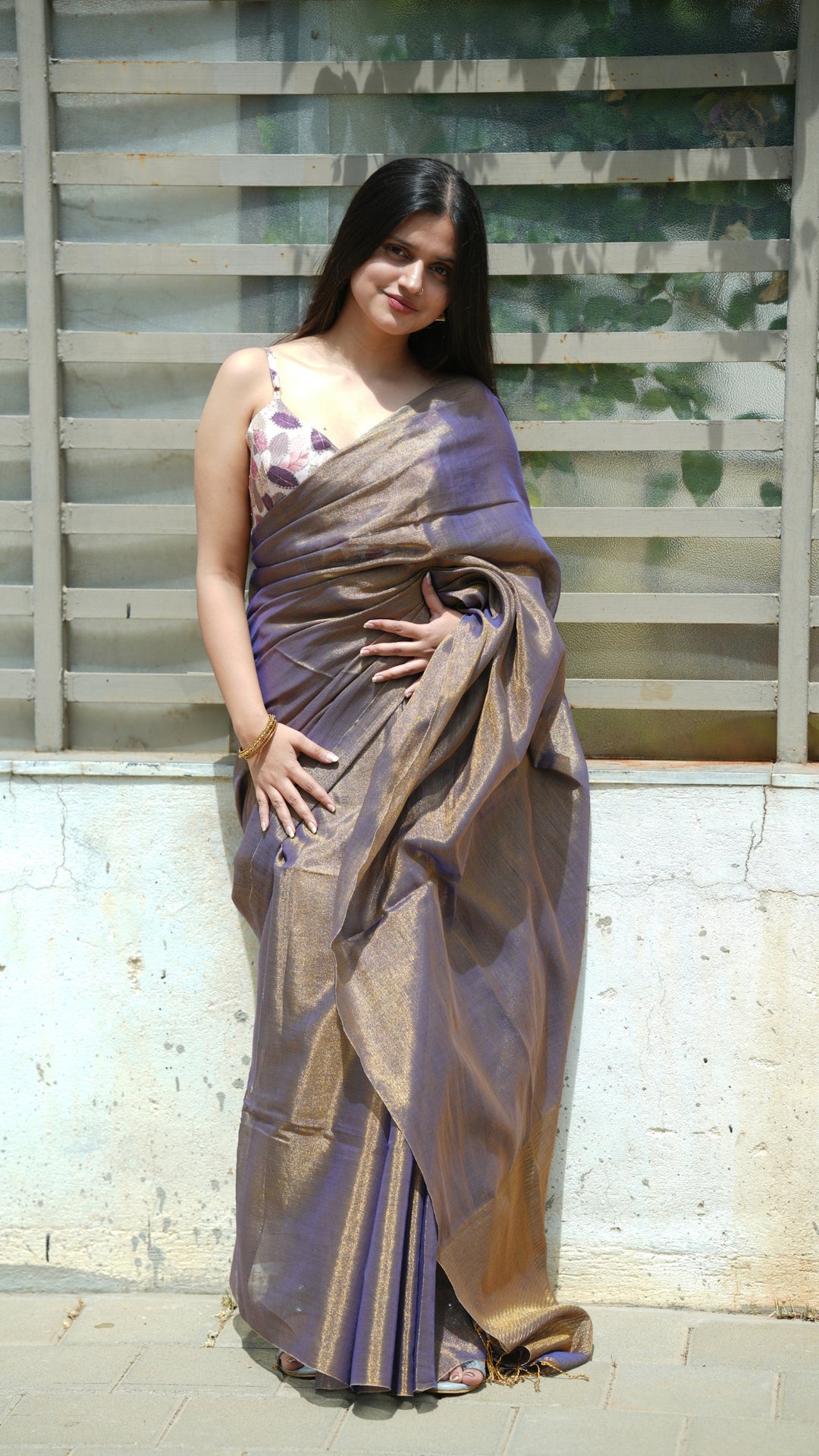 Sunehra Jamun Tissue Linen (Saree)