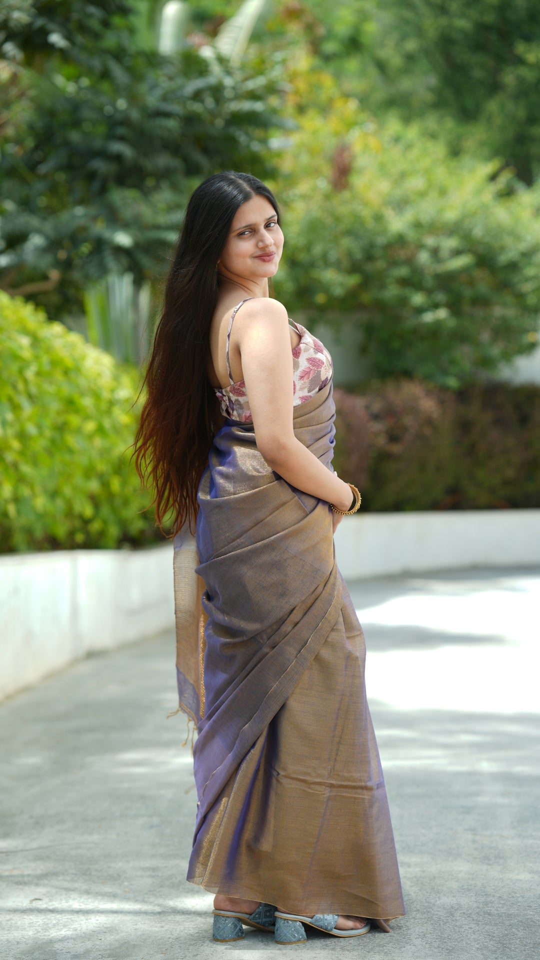 Sunehra Jamun Tissue Linen (Saree)