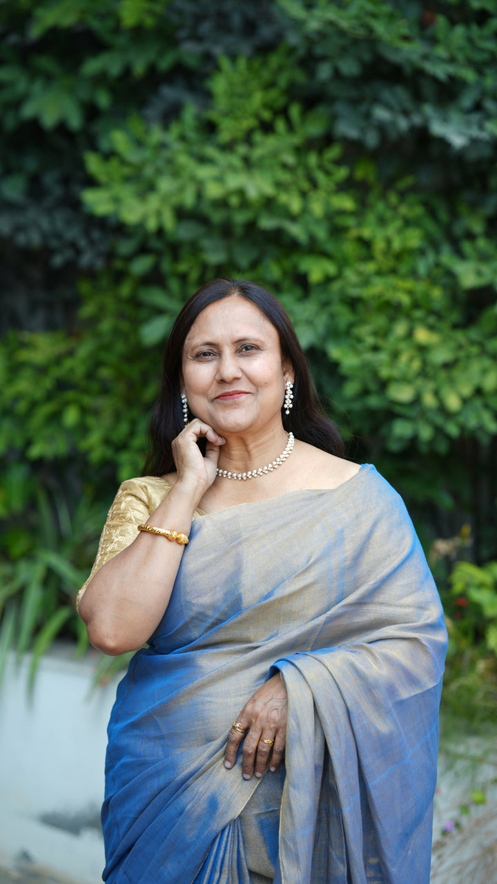 Rajwada Neel Tissue Linen (Saree)